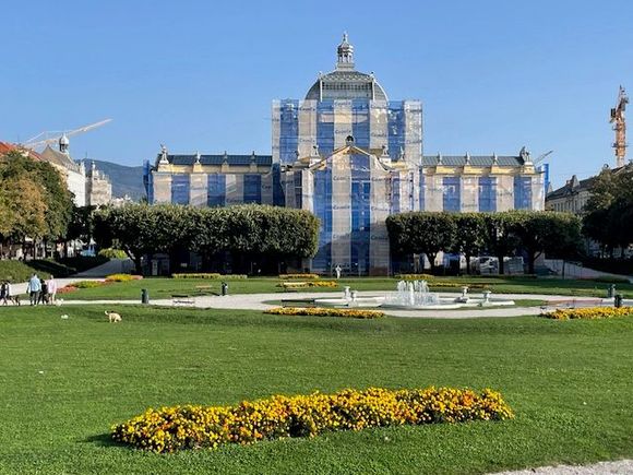 This is the Art Pavilion but it is covered in scaffolding