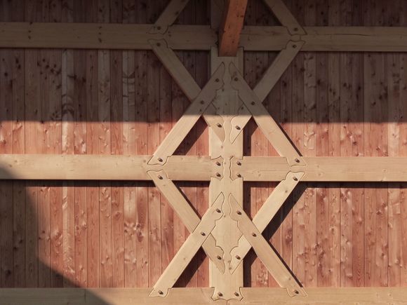Even the barns have decorative wood