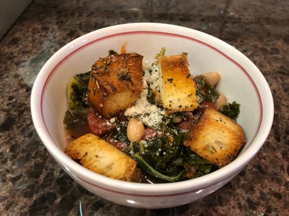 Spring ribollita with more veg than bean