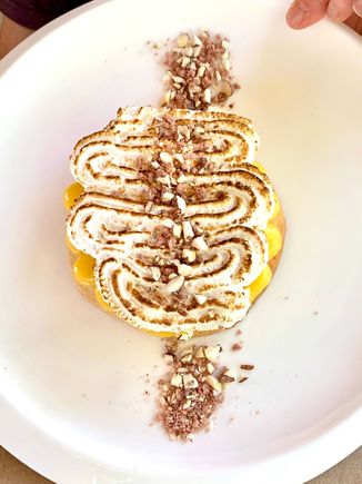Joyce’s lemon desert but she only ate 25% of it so I took one for the team….. Delicious!!!