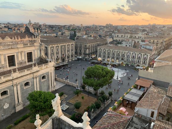 Sunset over Piazza del Duomo.  Catania.