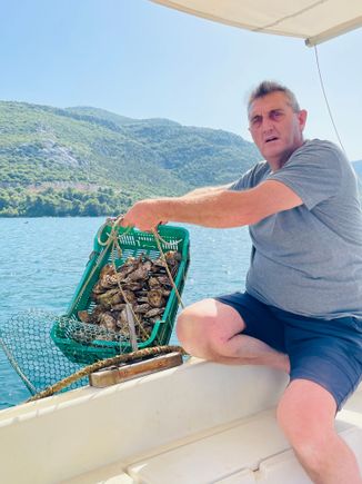 Our fantastic oyster fisherman in Mali Ston on the way to Hvar.