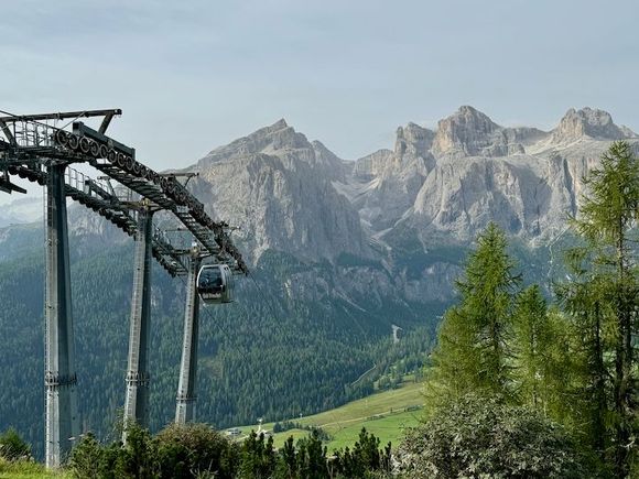 Top of the Col Pradat lift. There's a decent restaurant here, but we never made it back up for lunch. 