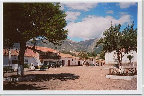 The plaza of Quinua, as I found it is 2004.  Normally I wouldn’t have posted such an old photo, but two photos of the same plaza that I found online, one from 2016 and the other dated June 2024, seemed to show little significant change.  (Note the obelisk -- see preceding photo -- in the center distance.)
