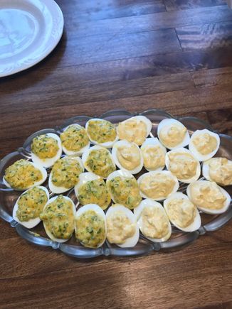 Award winning on the right. Prettier (but less delicious eggs) on the left.