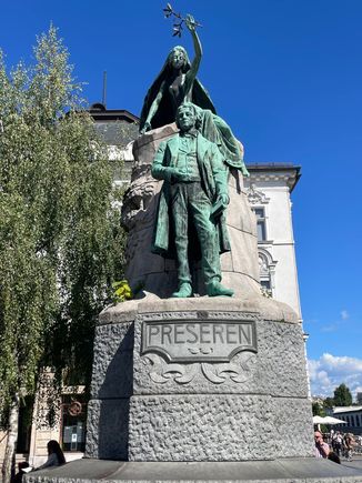 And Mr. Preseren, watching over his Square. He was the National Poet and wrote the National anthem.