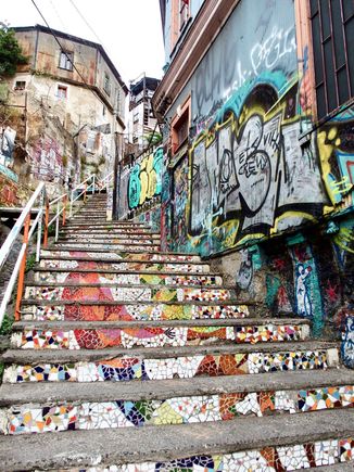 Mosaic steps in Open Air Museum 