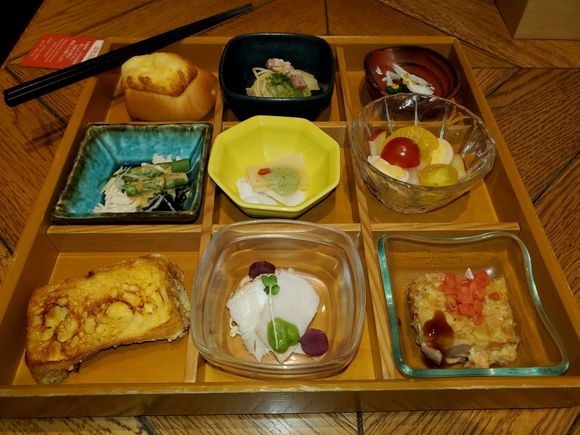 Opening round of our buffet breakfast at Ginza Chosoku Lab.