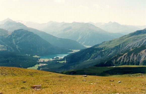 View from Gotschnagrat toward lake Davos.