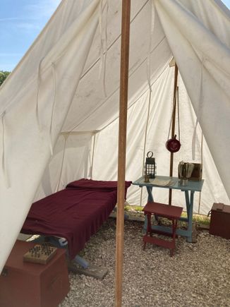 Tent in continental army encampment