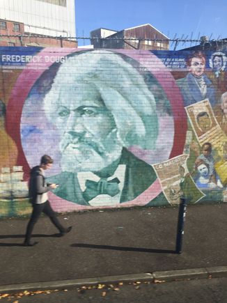 Frederick Douglas mural on Solidarity Wall. 
Belfast, Northern Ireland