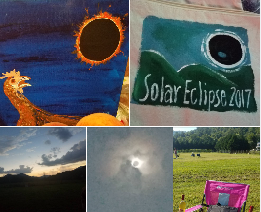 Local artists had options at the farmers market.  Paintings, painted bags, painted gourds, all sorts of things.  The chicken painting makes me smile. It makes me think of Mark Twain's description in the book I read as a child.  

