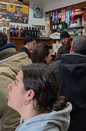 Queing for espresso at Bar San Calisto. 
