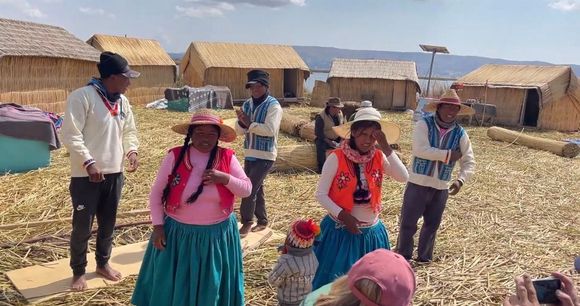 Welcomed by the Uros Island residents 