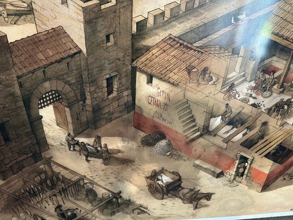 Notice the word, Cetaria,, on the building wall.