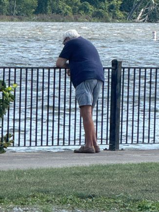 Looking at the Hudson River.