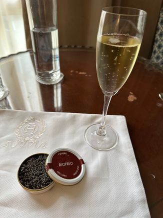 I treated myself to the caviar, and dipped into the tin two or three times until the can was bare.  With the cava so freely dispensed by the hotel.