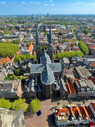 We climbed the 271 steps to the top to get these views. That’s a Catholic Church in front, which was the most beautiful I have ever seen with its painted brick walls and ceiling inside.