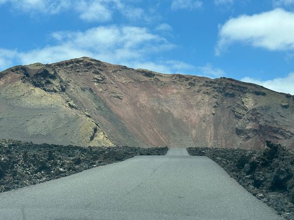 Driving to the visitor's center, after entering the park and receiving directions to parking areas.