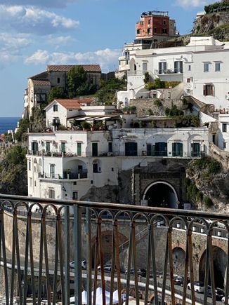 The view from the small piazza - our guesthouse can be seen from this photo. The most lefthand green-shuttered windows and terrace is our little "home"! 