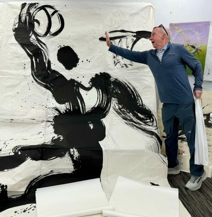 My brother going for the block, lol.