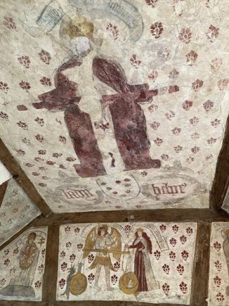 Wall paintings dating to 1577 in the Commandery museum.