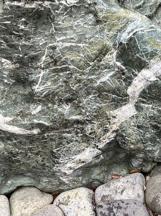 I liked the green and white striations of this rock.