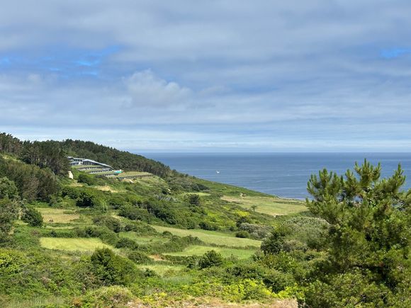 View of the Parador from the road leading to the nearby port town of MUXIA, where we spent time wandering and having dinner.