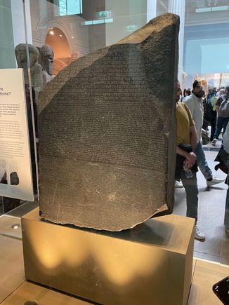 The Rosetta Stone, apparently discovered by Rosetta and allowed us to transcribe heiroglyphs.