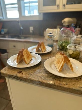 Tented toast for our sandwiches.