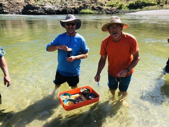 Floating hors d’oerves tray. My mom’s brother Don and my dad’s BIL, Ken. Two of my favorite uncles. 