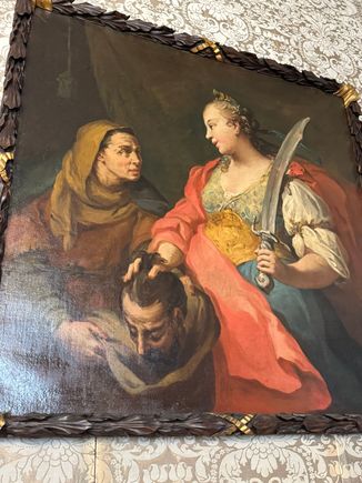 This painting is on one side of the decorative console with vases - I wouldn't want these two ladies angry at me, that's for sure!