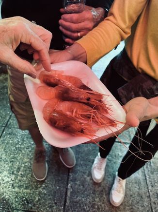 Red prawns, enjoyed raw right from the shell