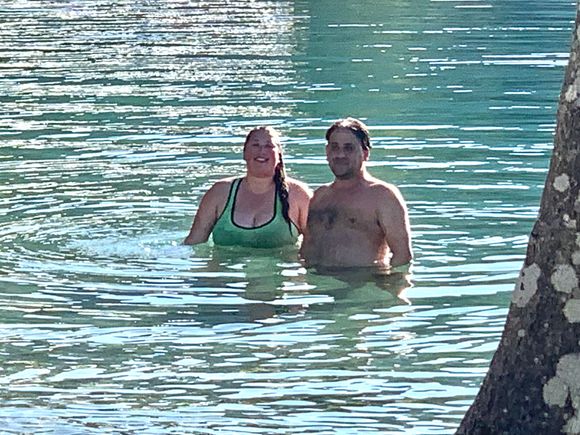 Kris & Nicole went swimming at the lake therre