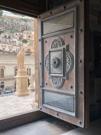 Looking out the doors of San Pietro