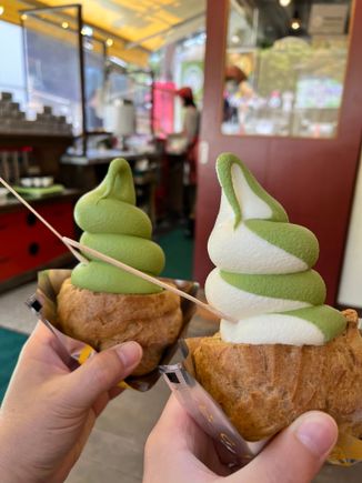 Soft serve served in a cream puff, just outside Ginkaku-ji 