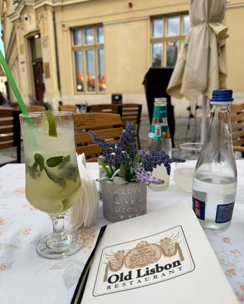 Enjoying our drinks at Old Lisbon