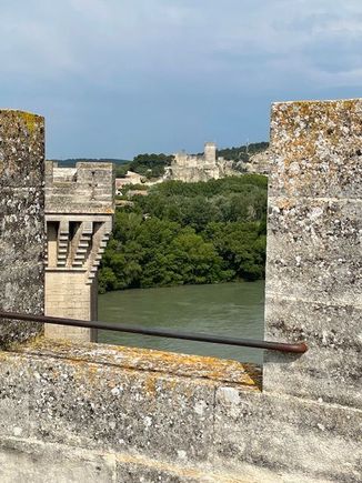 Looking across river to Beaucaire castle ruins 