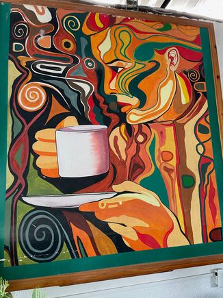 This mural is inside...you guessed it, a breakfast cafe.