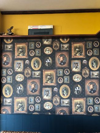 Weird wallpaper in the Bandstand dining room