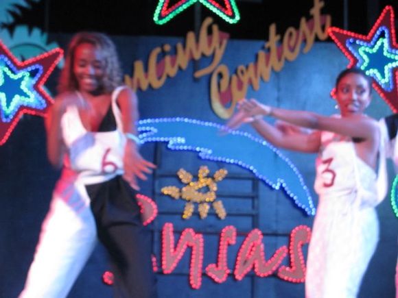 The gals of the animation team showing the tourists how to REALLY dance!