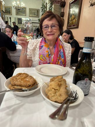 Our appetizers - cold veal and eggplant cutlets in vinegar and onion