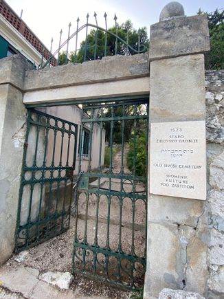 Old Jewish Cemetery entrance. The cemetery was first established in 1573 and last used for burials in 1945, when the location was moved.  