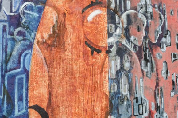 In the same area we saw this large mural 'Visitors' by the Tapcot studios parking lot.