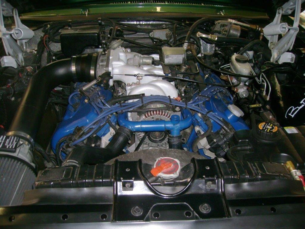 Ford corporate blue. 32 valve engine, this is as close as I could make it look like Henry built it in my 67 XL.