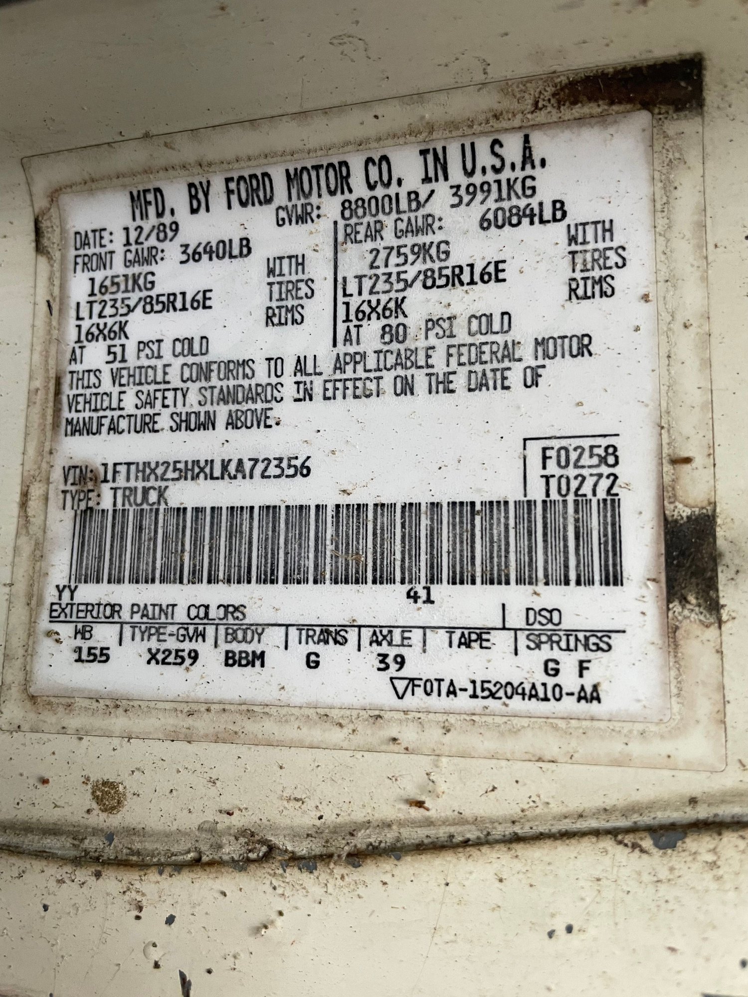 Help decoading a door tag - Ford Truck Enthusiasts Forums