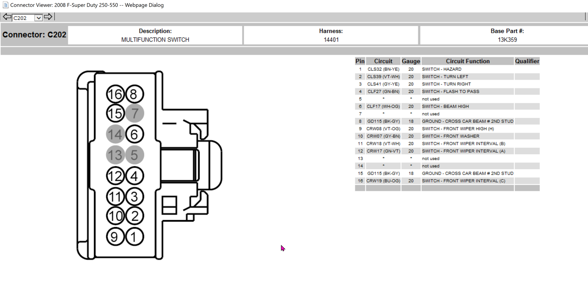 Need 08 multifunction switch Pinout diagram Ford Truck Enthusiasts Forums