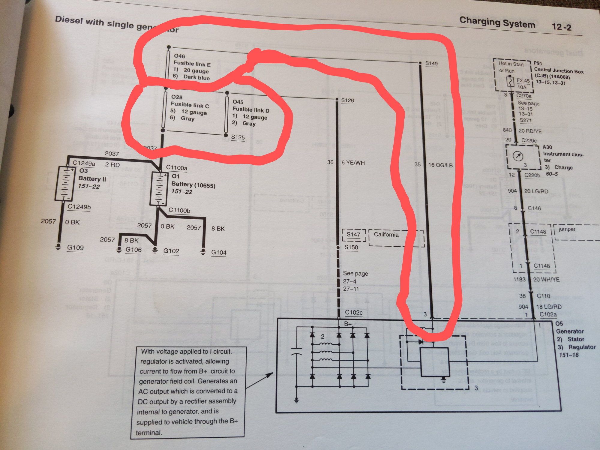 Alternator wire / fusible link electrical help needed - Ford Truck