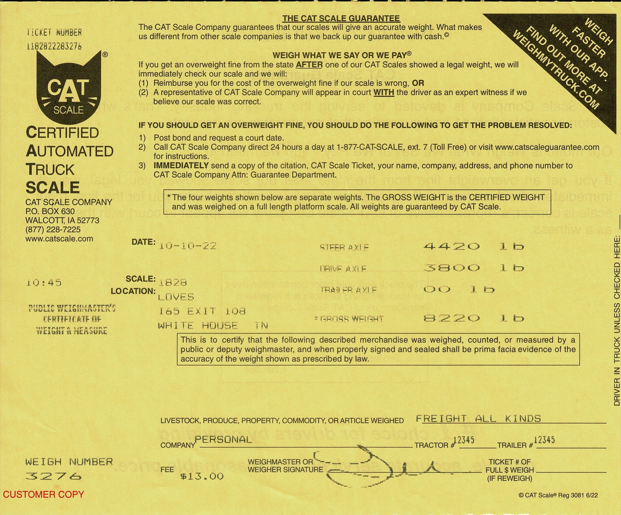 New CAT Scale Tickets, Weight Police Comments Welcome - Ford Truck  Enthusiasts Forums