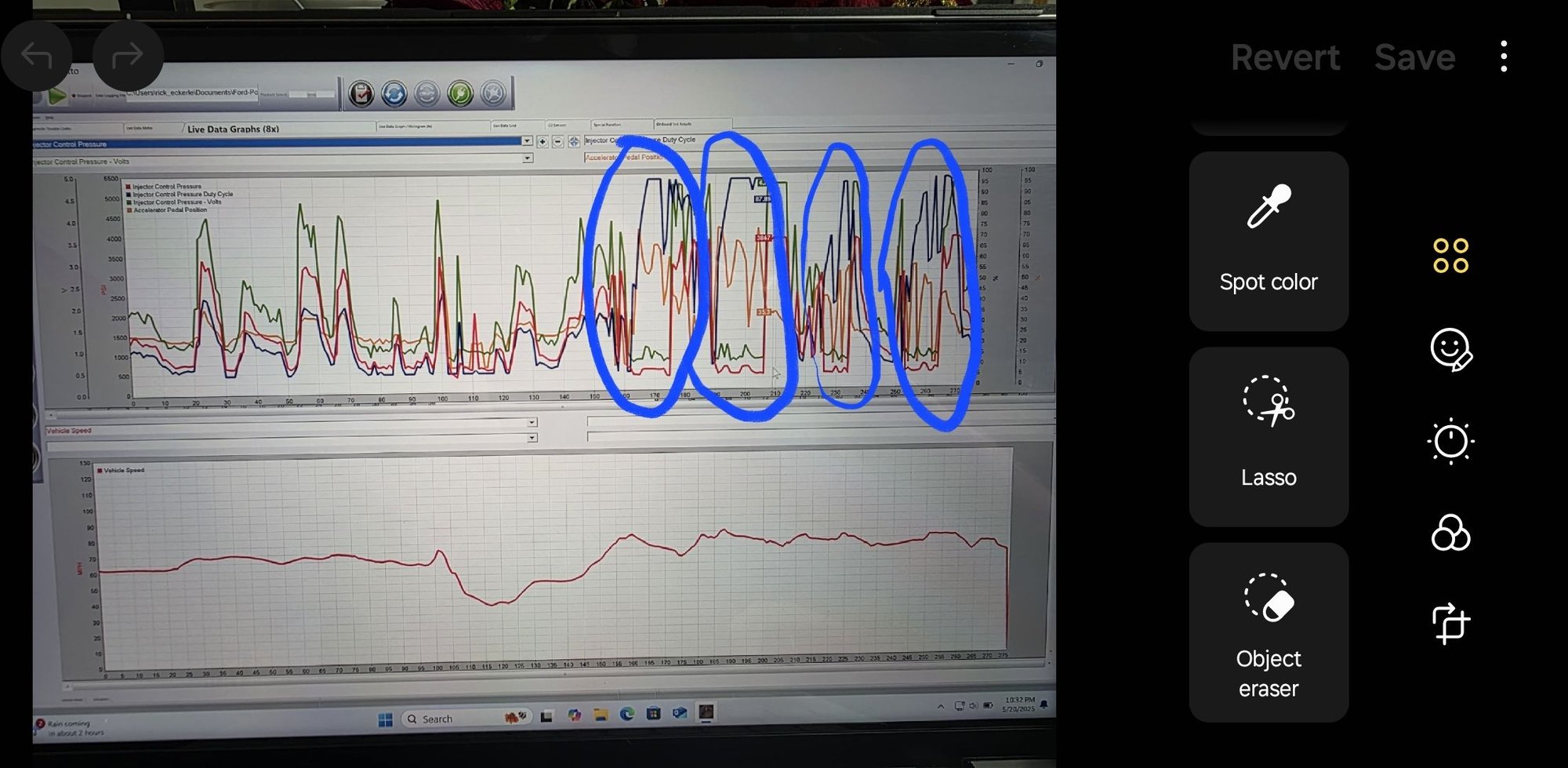 circled areas are when the issue was happening